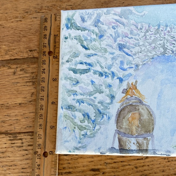 Original watercolour winter scene, small canvas - Picture 2 of 3